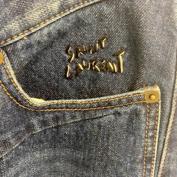 NWT Saint Laurent Asymmetrical Closure Straight Fit Jeans Blue Size 29 - Picture 5 of 8